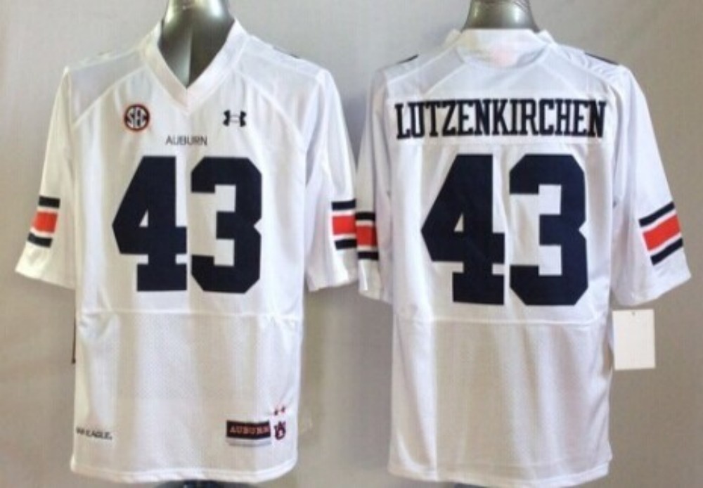 Men's Auburn Tigers Philip Lutzenkirchen #43 White Jersey